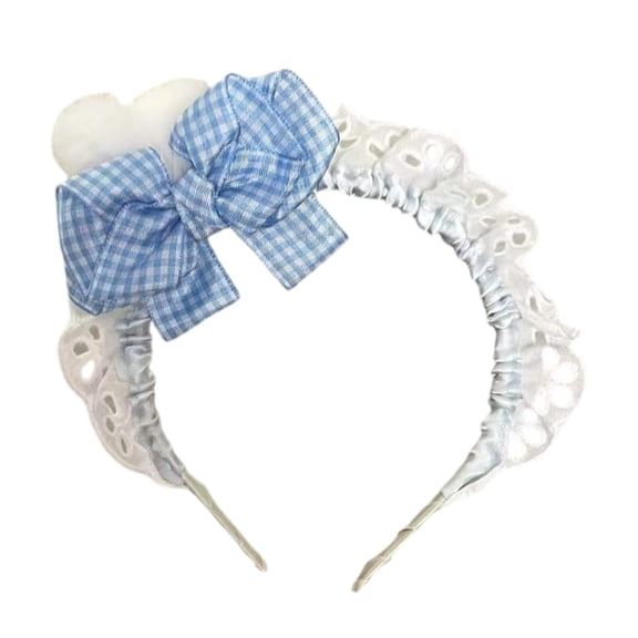 lanema Cute Bowknot Rabbits Ear Hairband Maid Fashion Accessory Women Costume Party Decoration 2000s Plush Headpiece Elastic Hair Band Ears Design For Themed Event Daily Use Photo Props