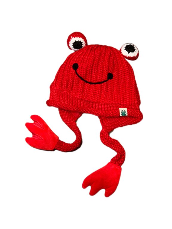 Cute for Frog Shape Knitted Hat with for Frog Paws Beanie Windproof for Teenager
