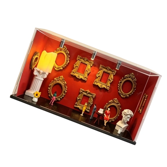 lanema DIY Miniature Museums Silhouettes Box Personalize Photo Shadows Box Display with Mini Figurines and Gold Frame Decors