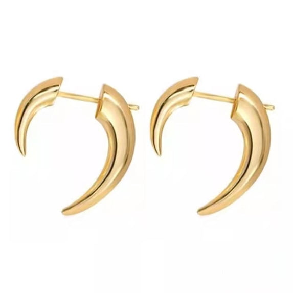 lanema Dainty Moon Earrings Horn Fake Taper Earring Spiral-Round Tribal Earrings Fashion Half Moon Horn Earring-Decor