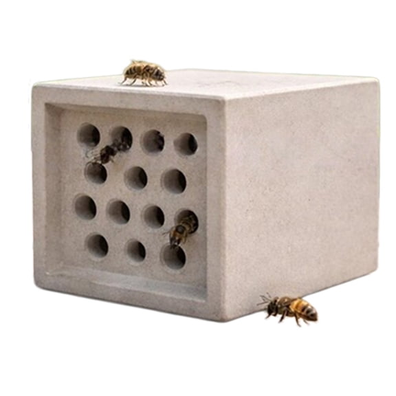 lanema Decorative Bees Habitat Garden Decoration With Smooth Nesting Tunnels Weatherproof Concrete Bees Hotel Easy to Use