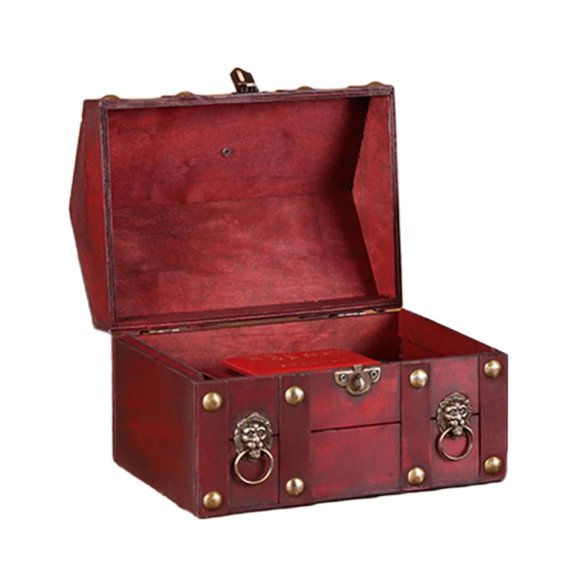 lanema Decorative Wooden Treasures Box Equipped With Antique Lock Secure Privacy Storage