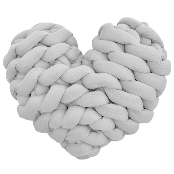 lanema Delicate Braided Heart Pattern Hand Woven Pillow Soft Polyester for Bed Sofa