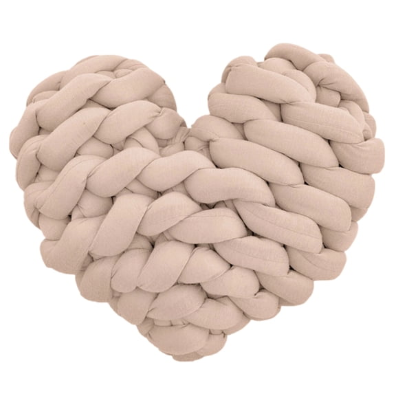 lanema Delicate Braided Heart Pattern Hand Woven Pillow Soft Polyester for Bed Sofa