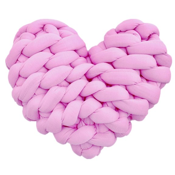 lanema Delicate Braided Heart Pattern Hand Woven Pillow Soft Polyester for Bed Sofa