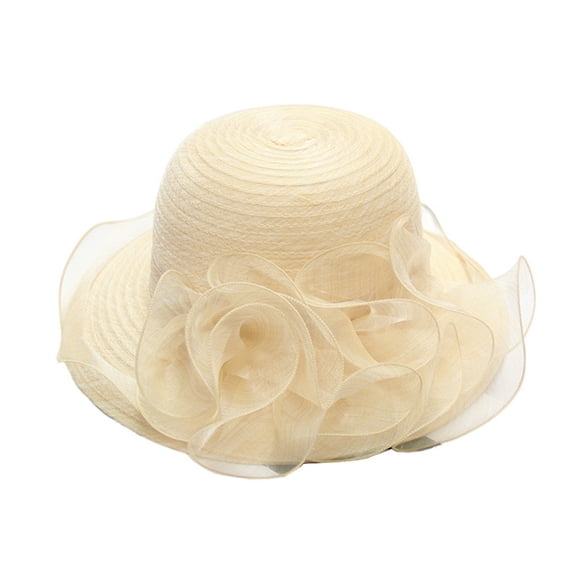 lanema Derby Hat Church Fascinator Church Hat Organza Tea Party Hat Wide Brim SunHat