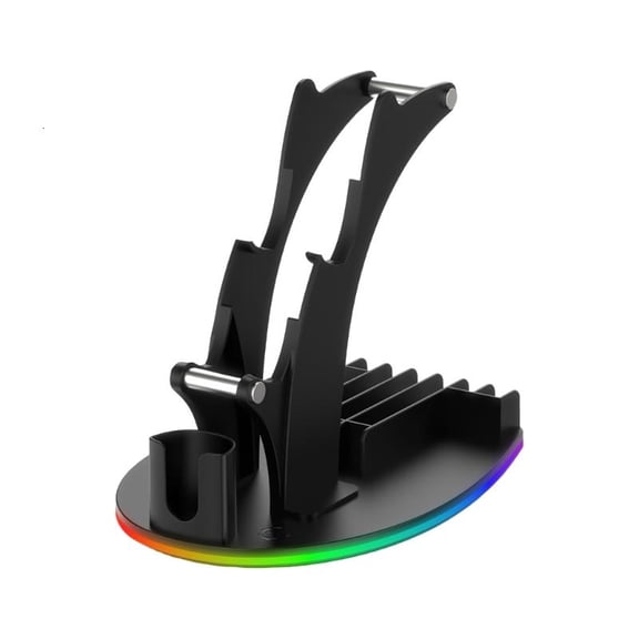 lanema Desktop Storage Stand Display Shelf Game Cartridges Organiser with LED Light For Gaming Controllers and Headphone