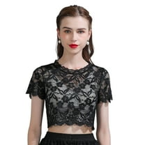 lanema Detachable Fake Collar Lace Inserts Half Shirt Blouse False Collar for Women Girls Low Cut Tops Sweet Crochet