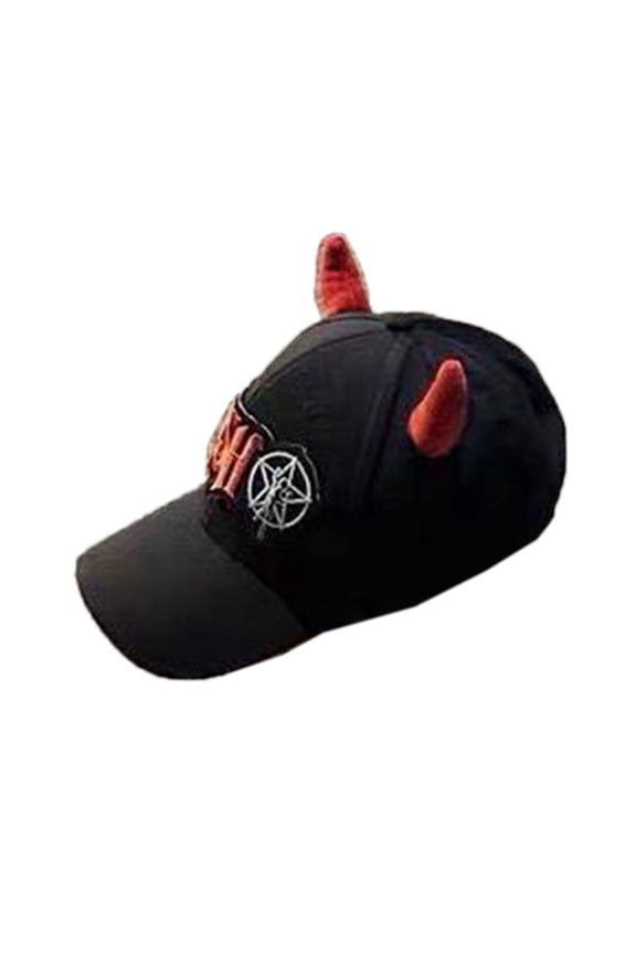 Devil Horn Baseball Hat Girl Fashion Embroidery Patched Hat Subculture Headpiece