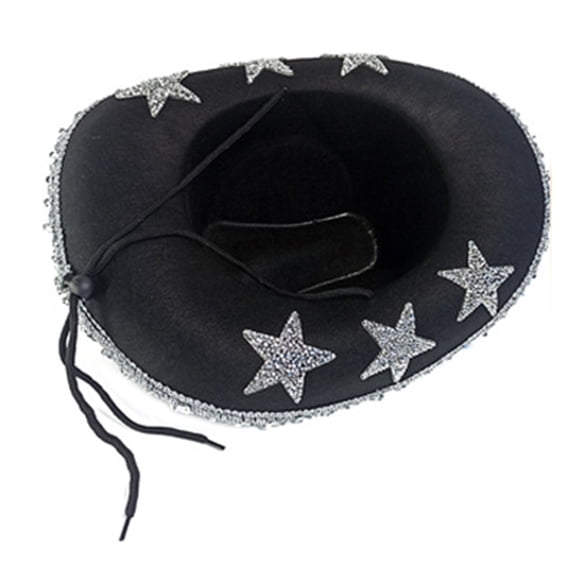 lanema Diamond Star Cowgirl Hat for Woman Male Breathable Cowboy Hats with Sequins Trim Banquets Disco Party Photography Hat