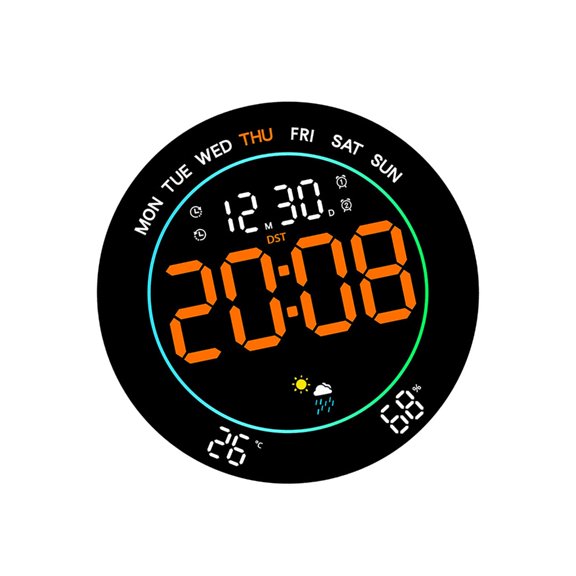 lanema Digital Wall Clock Plugs in LED Digital Alarm Clocks with Date,Week,DST, Timing,Countdowns,Temperature for Living Room,Bedroom,Office Wall Decors