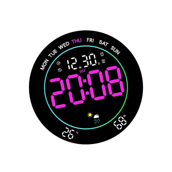 lanema Digital Wall Clock Plugs in LED Digital Alarm Clocks with Date,Week,DST, Timing,Countdowns,Temperature for Living Room,Bedroom,Office Wall Decors