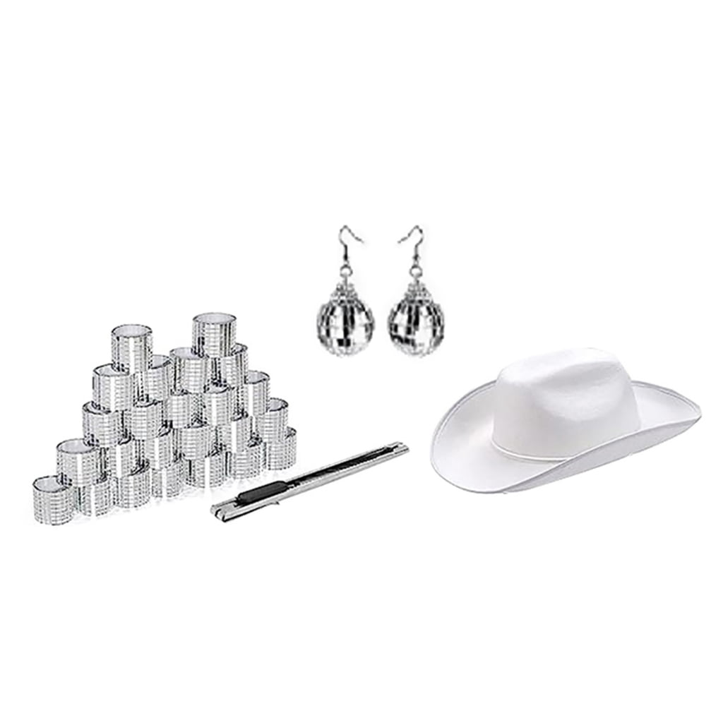 lanema Disco Balls Cowboy Hat Necklace Earrings DIY KIts Teen Girl Women Nightclub Suit