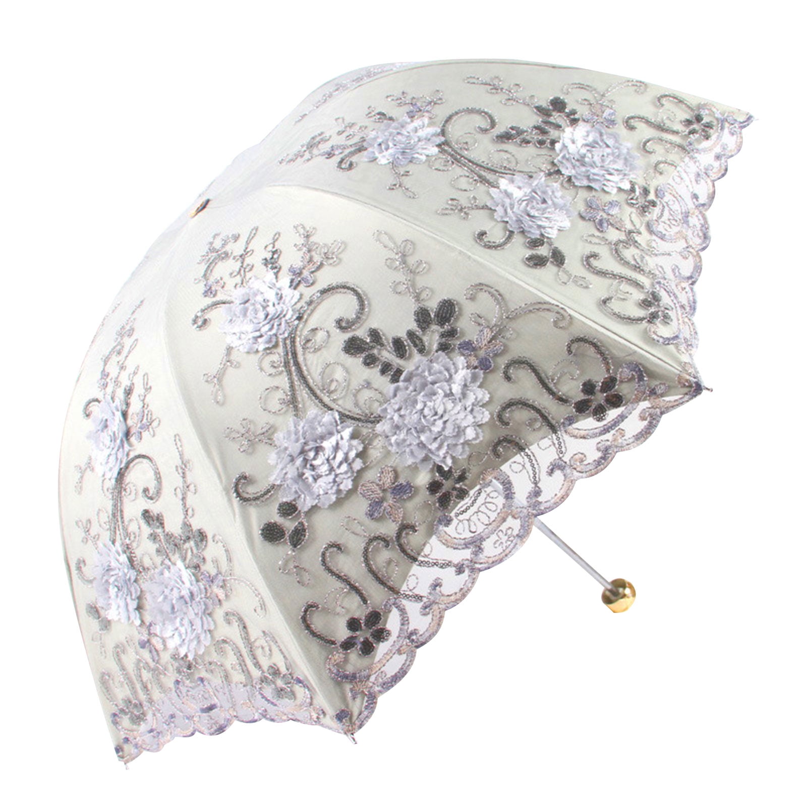 lanema Double Layer Embroidered Lace Umbrella Three Folding Anti-uv Windproof for Outdoor Traveling Camping Travel Umbrellas