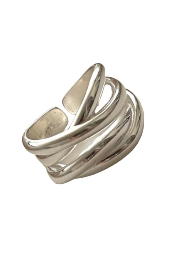 Elegan Silver Gold Rings Accessory Elegant Irregular Line Crossed Rings Featuring Geometric Designs for Gatherings