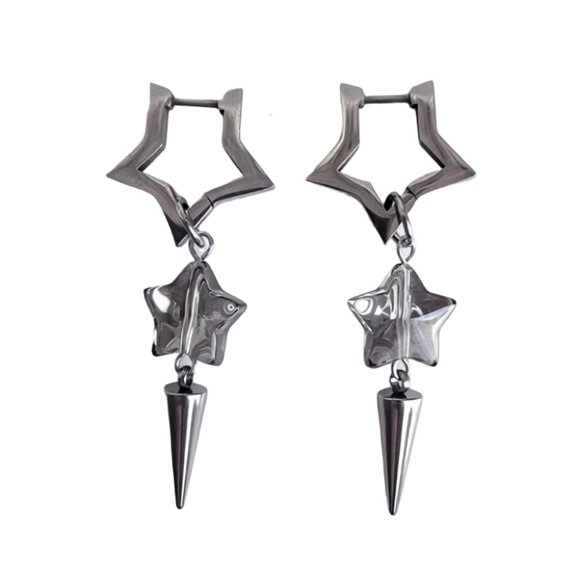 lanema Elegant Alien Star Conical Dangle Earrings Trendy Women's Ear Rings Accessories