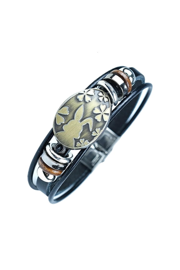 Elegant Easter Rabbits Eggs Bracelet Featuring Fine Weaving Techniques Stylish Wristband Charm for Special Festive Event