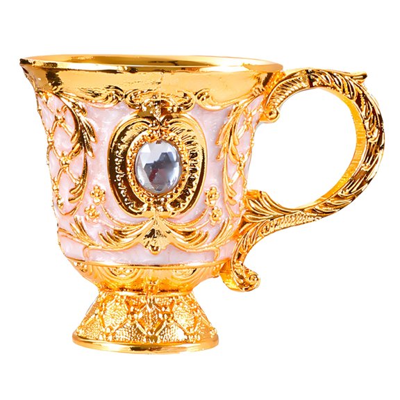 lanema Elegant Embossing Metal Small Wine Drinking Cup Goblet with Handle European Engraving Shot Glasses For Home And Party Use