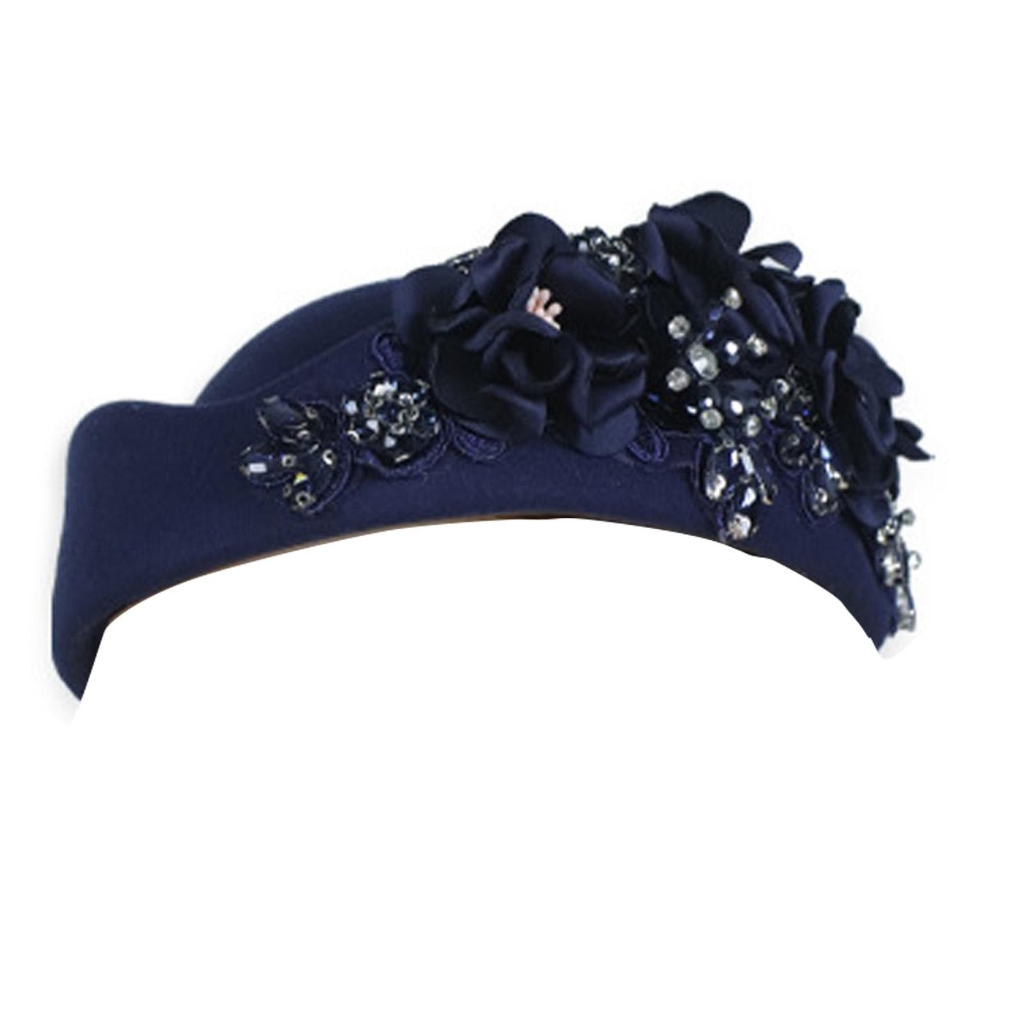 lanema Elegant Embroidered Beret Hat Classical British Adjustable Circumference 11 Stylish Colors For Daily Wear