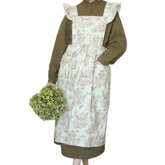 lanema Elegant French Pattern Apron Featuring Elegant Flower Pattern Waterproof Aprons for Kitchen and Cooking Enthusiasts