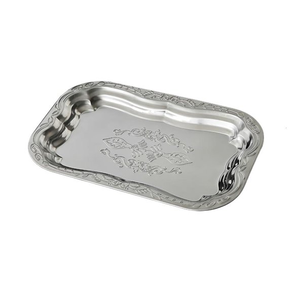lanema Metal Food Tray Stainless Steel Floral Engraved Party Platters For Displaying Fruits Dessert And Cupcakes Wedding Decors