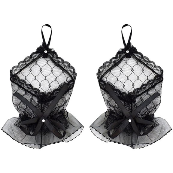 lanema Elegant Ladies Short Lace Gloves Black White Prom Party Gloves Lolita Mittens