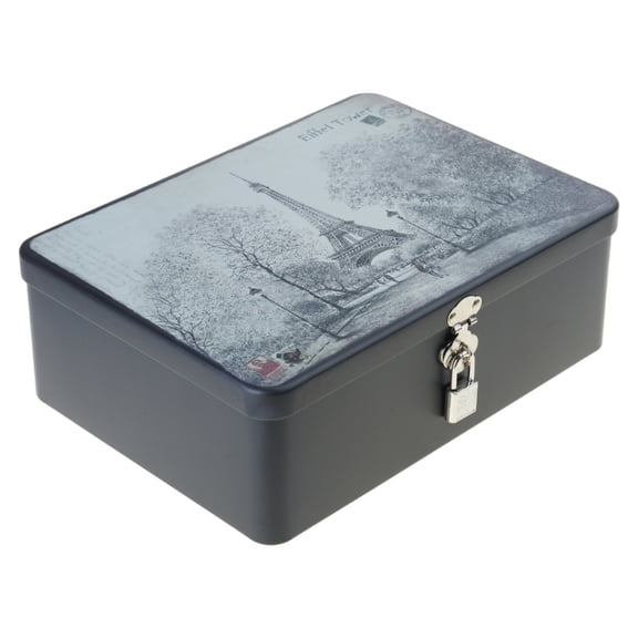 lanema Elegant Locking Organiser Metal Storage Box for Secure Desktop Organization