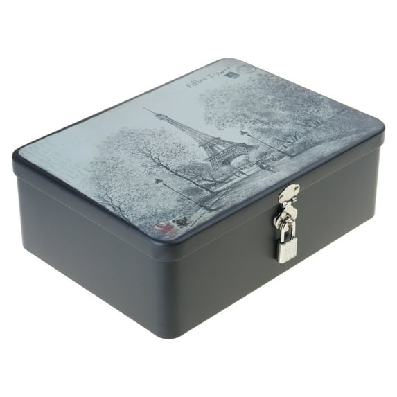 lanema Elegant Locking Organiser Metal Storage Box for Secure Desktop Organization