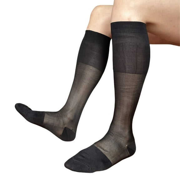 lanema Elegant Men's Knee Length Formal Suit Socks Semi Opaque Business Dress Stockings