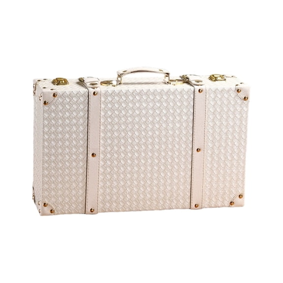 lanema Elegant Storage Chest With Woven Texture For Students Renters Household Items Organiser Suitcase Wooden Carry Case