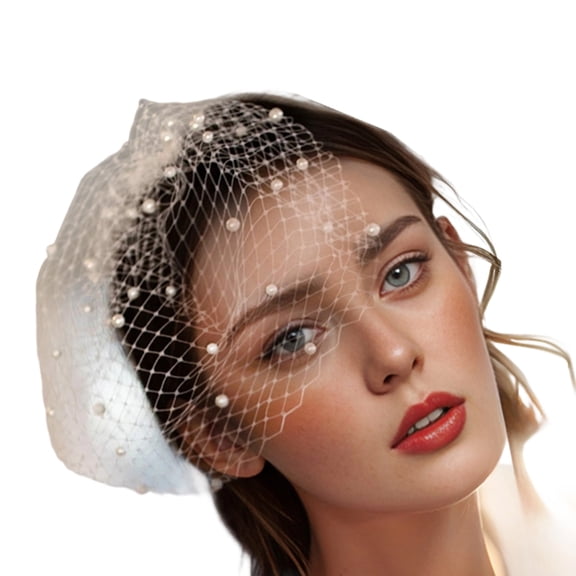 lanema Elegant Styles Lace Mesh Headpiece Shimmering Imitation Pearls Detail Lightweight