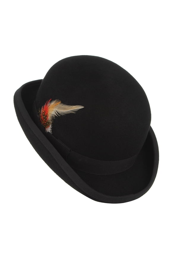 Ethnic Style Derby Hat Black Color Felt Gentleman Hat for Carnivals Male
