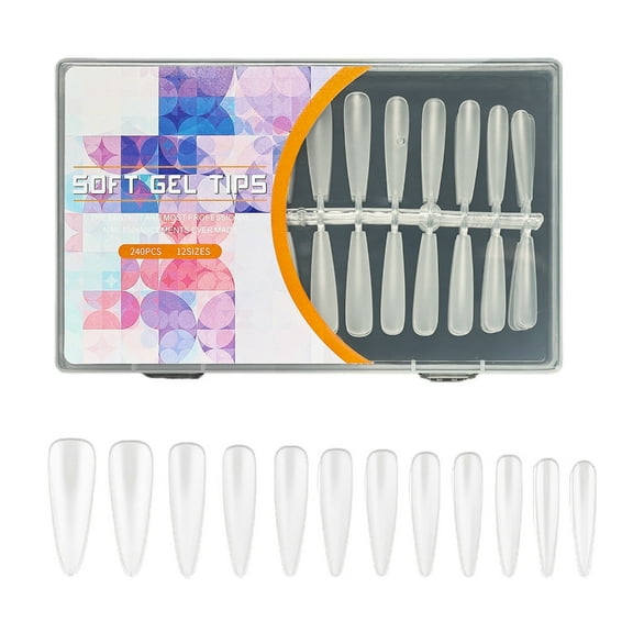 lanema Extra Long Fake Nail Almond/Stilettos Soft Gel Nail Tips 12 Sizes Full Cover Artificial False Nail Tips Press on Nail