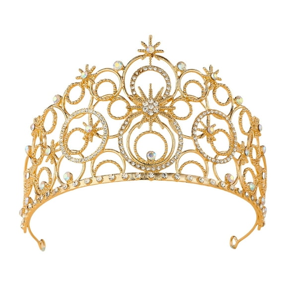lanema Eye-catching Crown Headbands Elegant Crystal Birthday Headwear for Girls