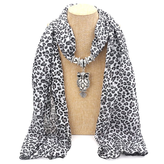 lanema Fashion Brand New Women Long Chiffon Leopard Lady Scarf Necklace Pendant Jewelry