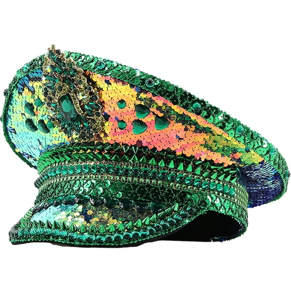 lanema Fashion Captain Hat Bride Military Hat with Rhinestone Wedding Hat Carnivals Hat