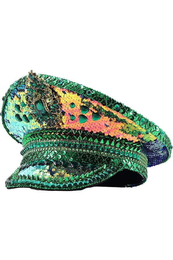 Fashion Captain Hat Bride Military Hat with Rhinestone Wedding Hat Carnivals Hat