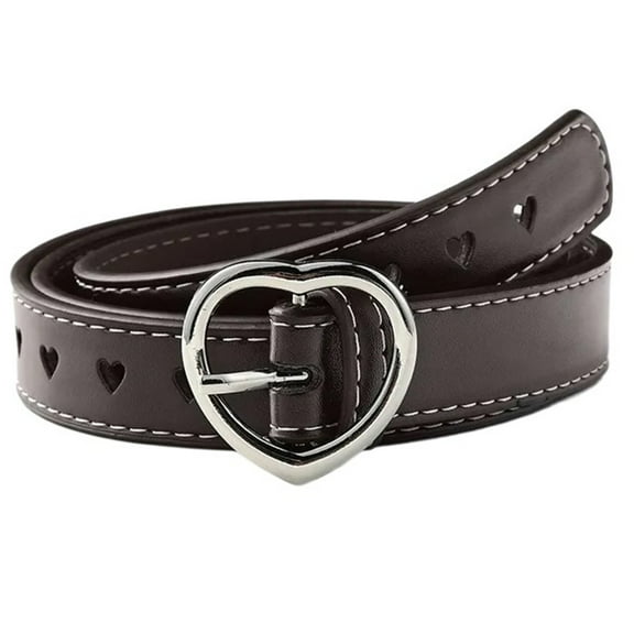 lanema Fashion Heart Buckle Belt for Women Cool Subcultures Hollowed Waist Belt for Teens Girl PU Leather Women Belt Jeans Belt