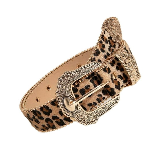 lanema Fashion Leopard Belt Girl Engraved Buckle Belt 2000s Waistband Ethnic Waistbelt