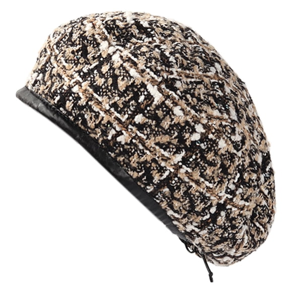 lanema Fashion Painter Hat Adjustable Retro Plaid Beret Hat Wild for Street Shooting