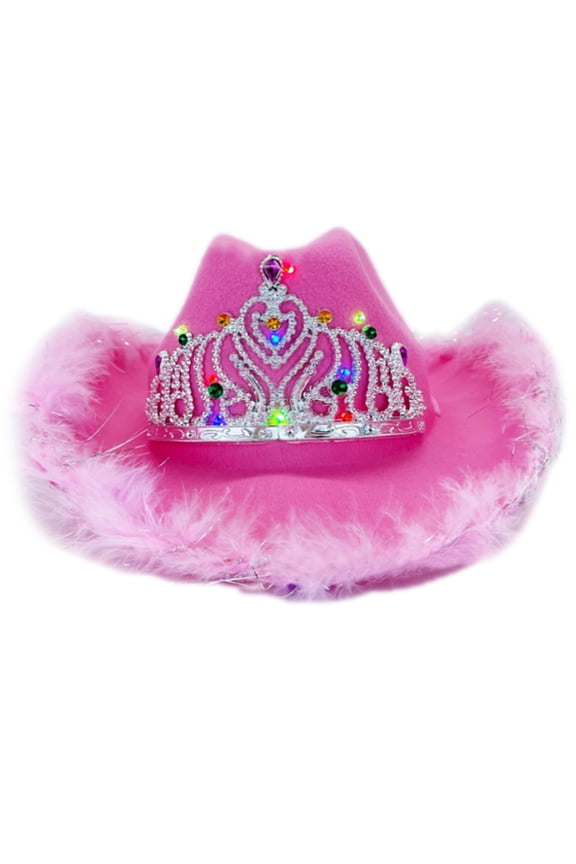 Fashion Western Felt Cowboy Hat Wide Led Light Brim Cowboy Cowgirl Jazz Hat