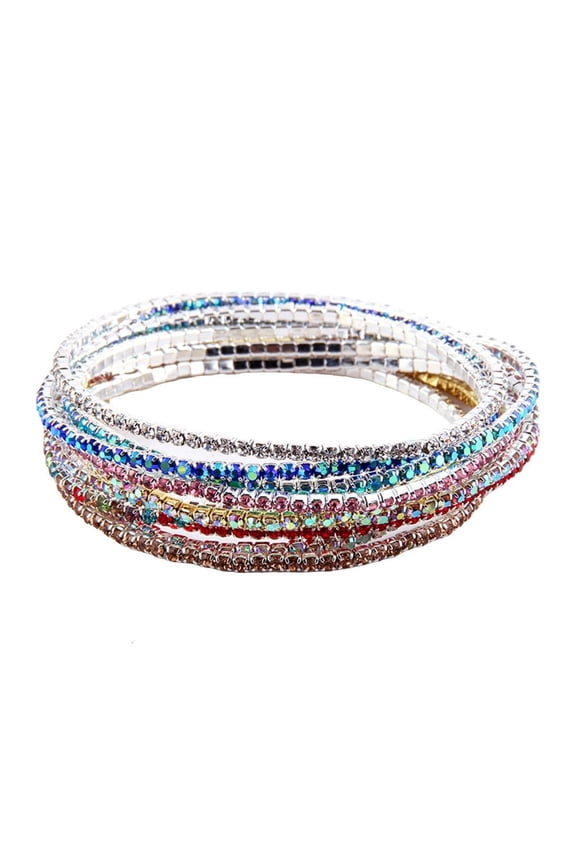 Fashionable Colorful Gemstones Bracelet Crystal Beaded Wristchain Elastic Rhinestones Handchain Accessory for Party