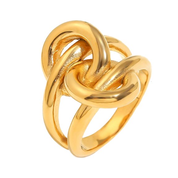 lanema Fashionable Double Layer Knot Designs Rings 18K Gold Plated Portable Accessory for Trendy Women Stylish Outfits