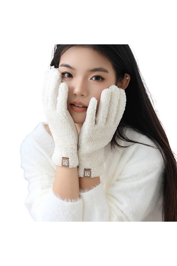 Fashionable Women Gloves Faux Sheep Wool Winter Sports Skiing Hiking Gloves