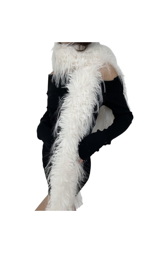 Faux Furs Scarf Winter Warm Neck Wrap Furry Collar Scarf for Office Daily Wear