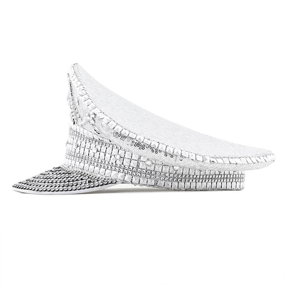 lanema Female Rhinestone Hat Wedding Party Glitter Captain Cap Bachelorette Party Hat