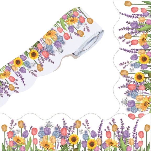 lanema Flower Board Border Trim Adhesive Bulletins Board Border Trim Party Classroom Office Chalkboard Scalloped Border