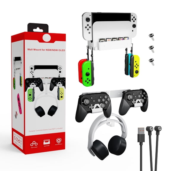 lanema For SwitchOLED Wall Mount Bracket Dock with Controller Storage Headphone Hanger
