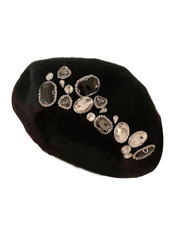 French Beret Hat Rhinestone Beret Hat Newsboy Hat Painter Hat Women Slouchy