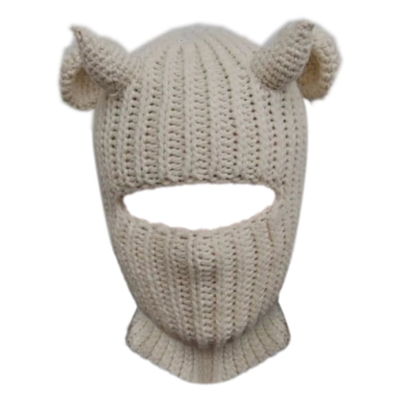 lanema Funny Knit Hat Beanies Warm Full Face Cover Devil Horn Balaclava Hat